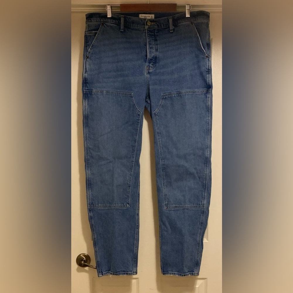 Abercrombie & Fitch The Dad High Rise Button Fly Jeans Sz 34/18 LONG